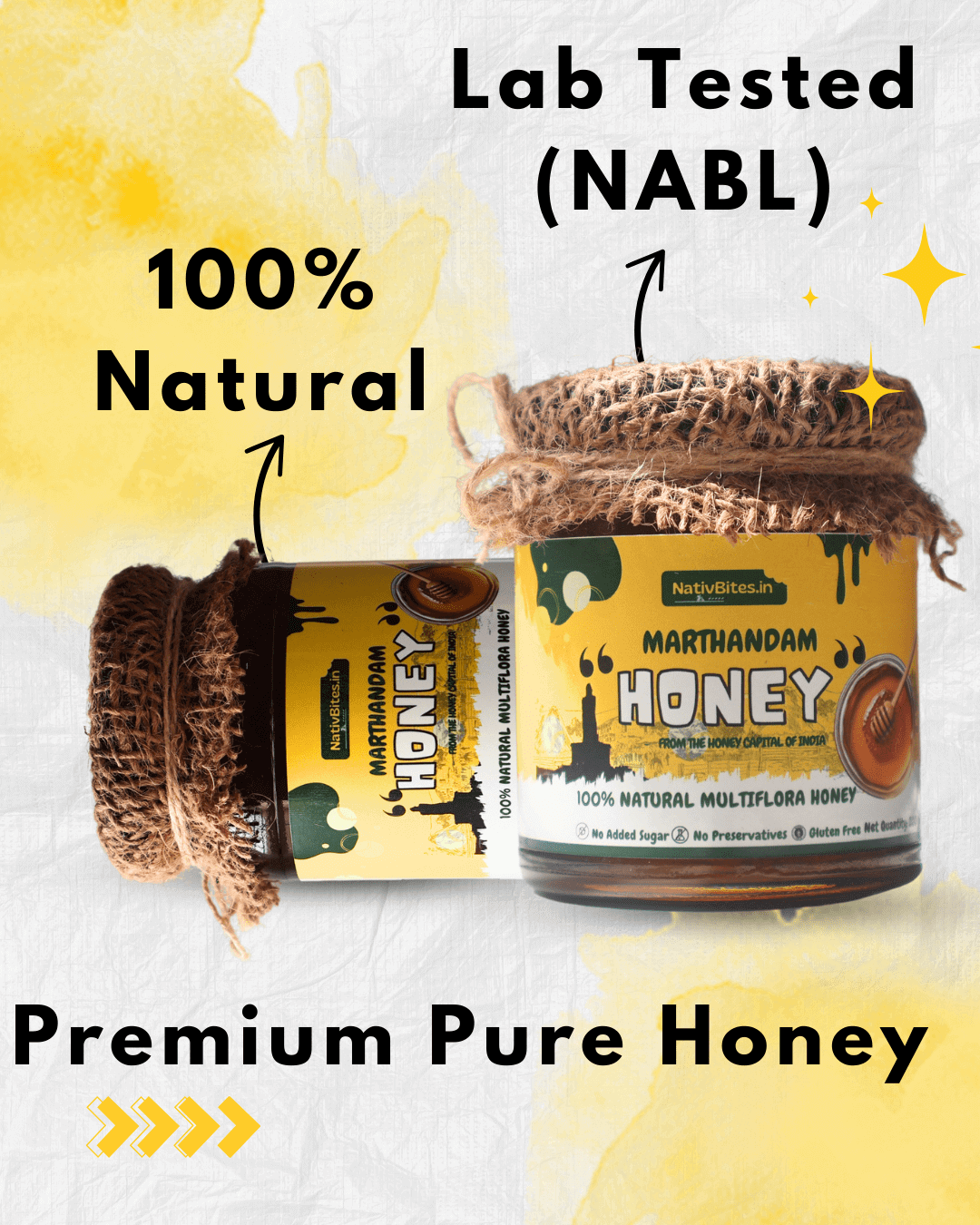 Premium Marthandam Pure Honey Pouch - Smart Pack (240g) - NativBites.in