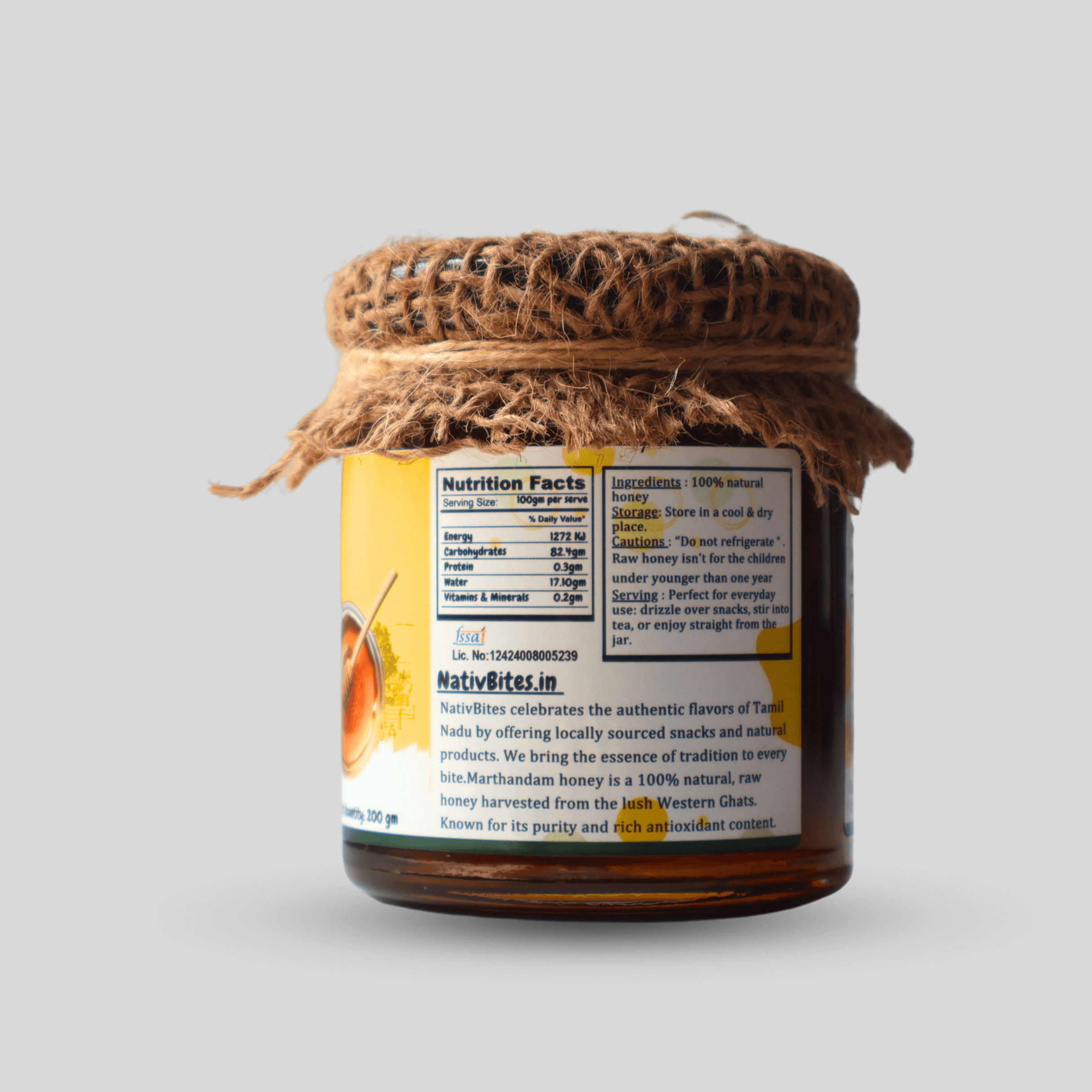 Premium Marthandam Honey |100% Natural Honey & Lab tested✅400g (200g+200g)Combo Pack + Free Wooden Honey Spoon - NativBites.in