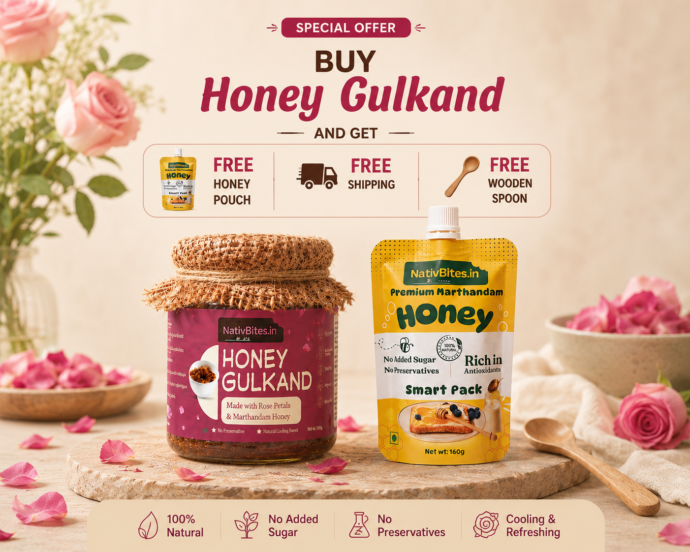 Marthandam Honey Gulkand — Rose Petal & Honey | Natural Energy & Digestion Boost | 250g
